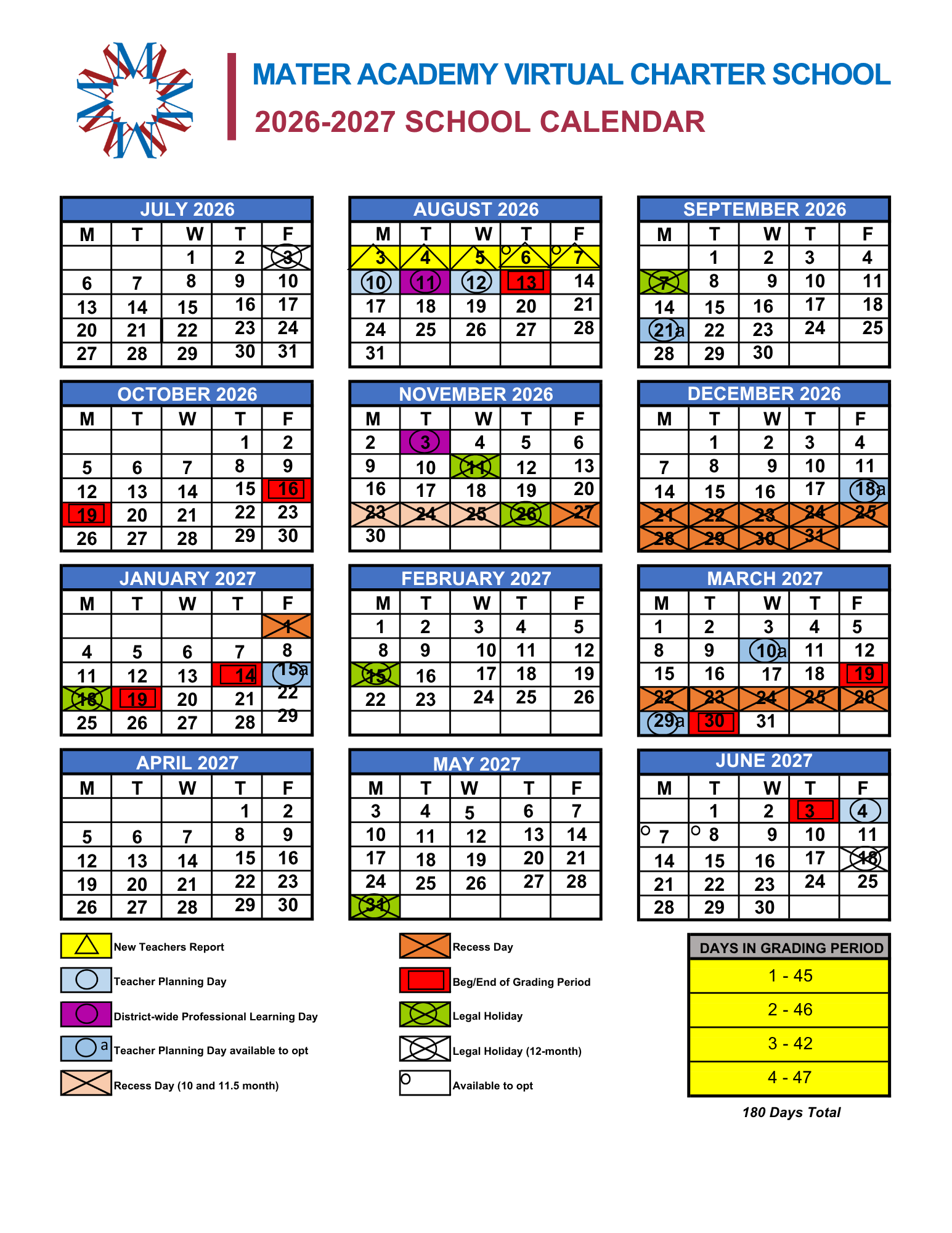 MAV 2026-2027 School Calendar